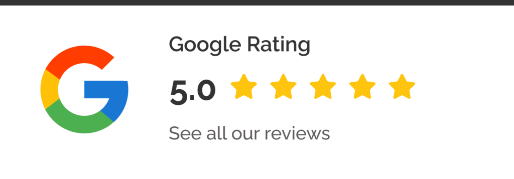 Five star Google Reviews badge.