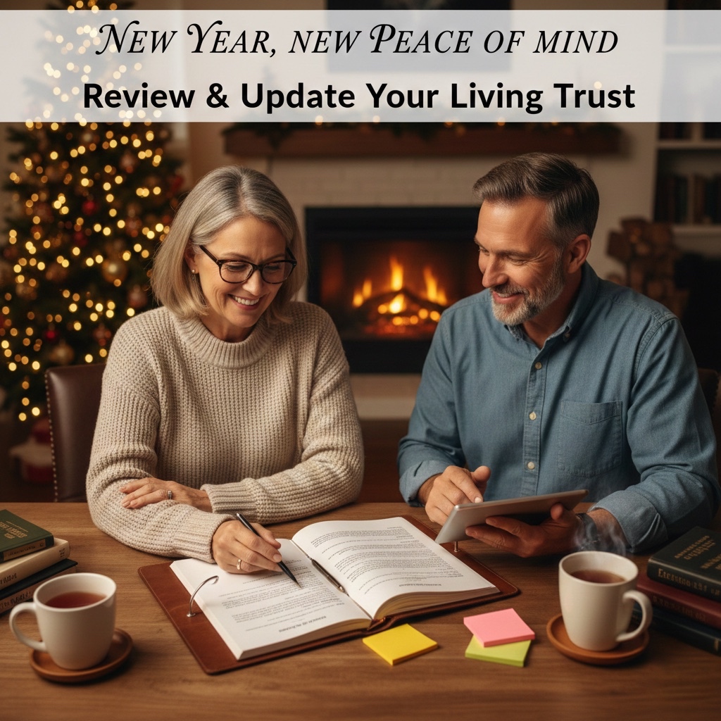 Colorado Springs couple reviewing their living trust documents before the new year.