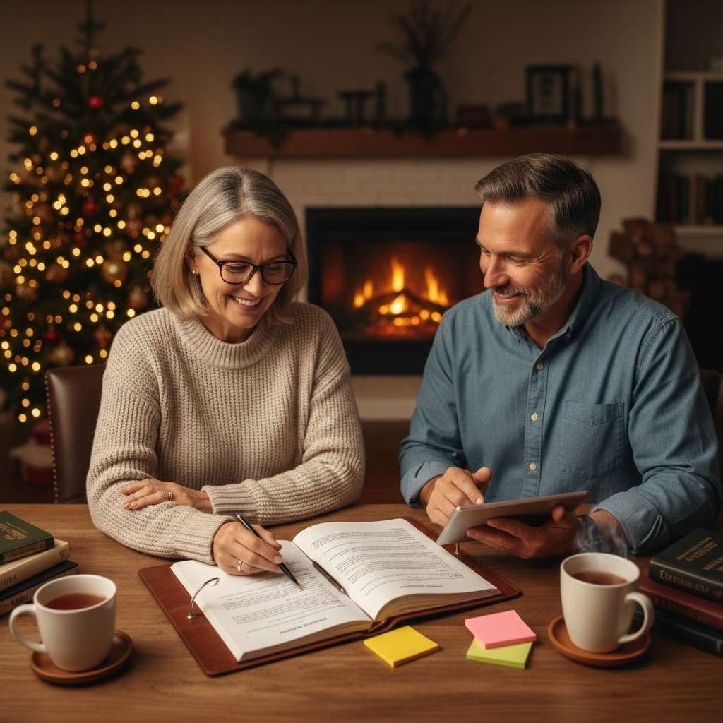 Colorado Springs couple reviewing their living trust documents before the new year.