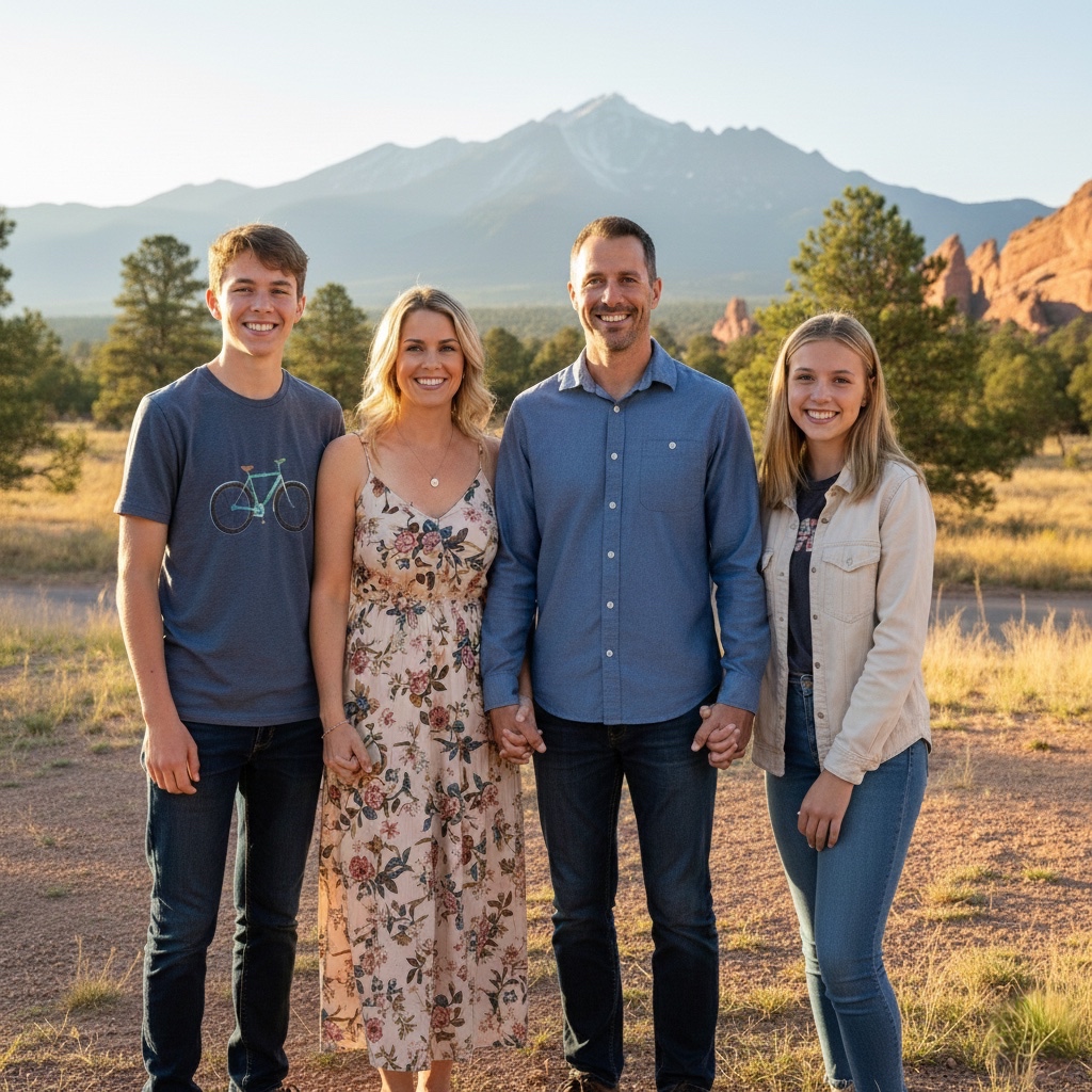 Family of four outdoors in Colorado Springs, representing estate planning for families