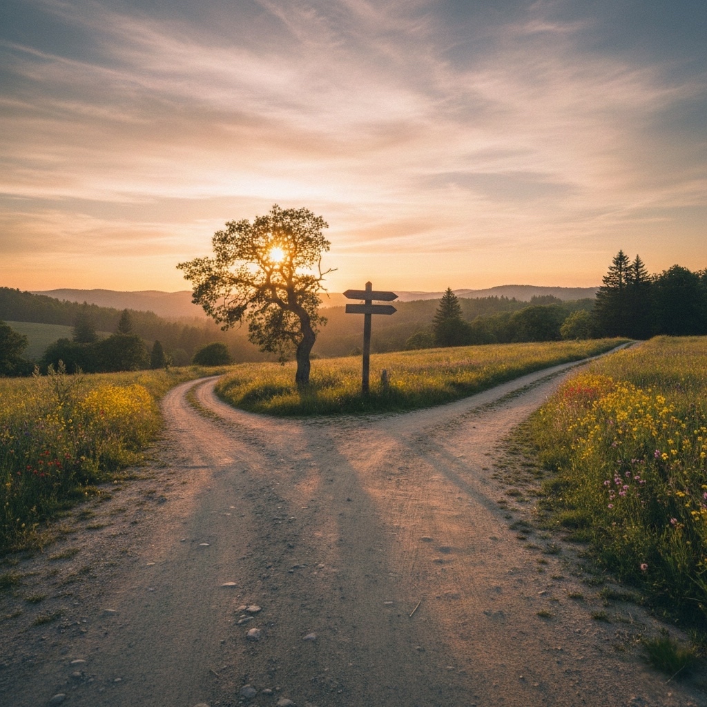 Two roads diverging at a crossroads, representing revocable vs. irrevocable trusts in Colorado