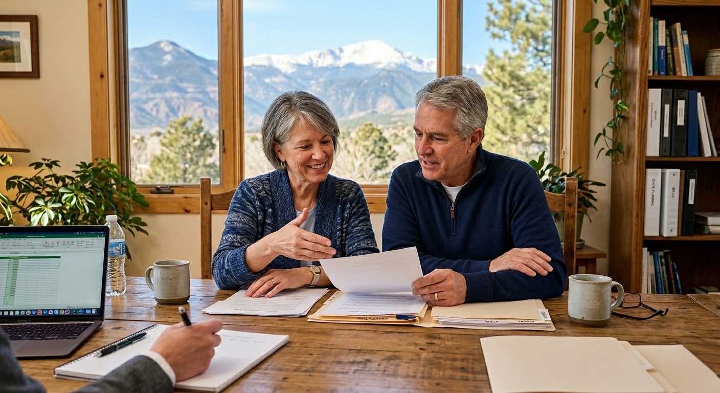 Couple in second marriage discussing estate planning in Colorado Springs