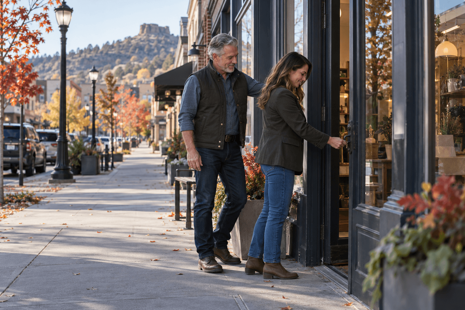 Business owner and successor opening a storefront together in downtown Castle Rock.
